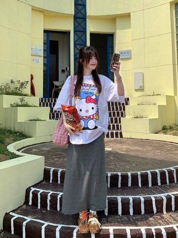 日本製新作純綿中学生半袖TシャツレディースKittyKTハローキティプリント半袖Tシャツトップス|undefined
