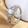 Retro opening can adjust the hollow fancy moonstone ring Women's Guocheng Palace Wind Jewelry on behalf of