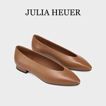 Julia Heuer朱莉亚赫尔秋季新款V口女士尖头低跟奶奶鞋休闲单鞋女