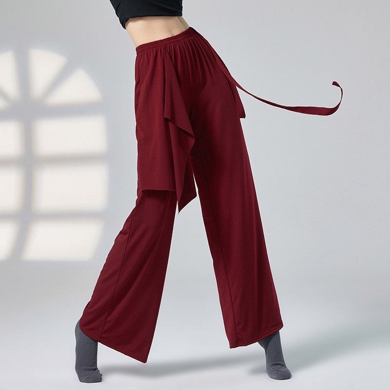 Classical dance loose ribbon wide-leg pants modern dance practice clothes adult Chinese dance performance clothes training dance pants
