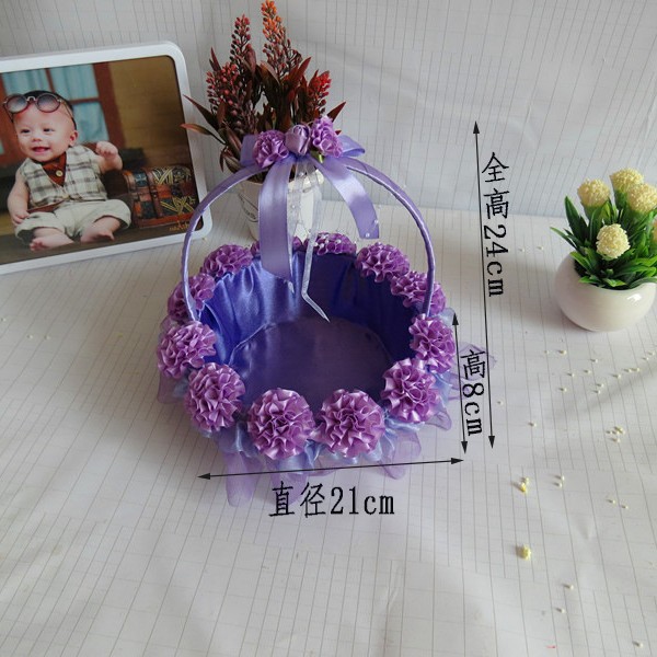 Cesta de flores de boda portátil Ratán tejido azul flor niña cesta de almacenamiento de flores cesta de flores portátil cesta de pétalos Coreanos