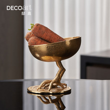 印度进口金色小果盘客厅茶几摆件现代轻奢风格软装饰品中古金属碗