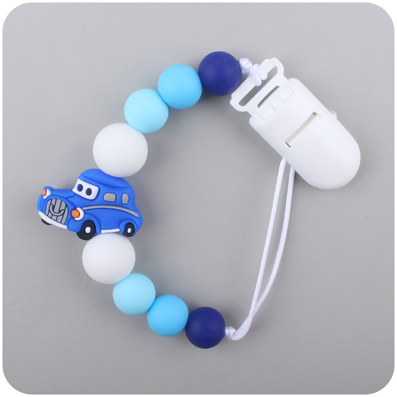 Bebé chupete de plástico clip DIY bebé chupete Cadena de dibujos animados camión de bomberos chupete cuerda de silicona Amazon