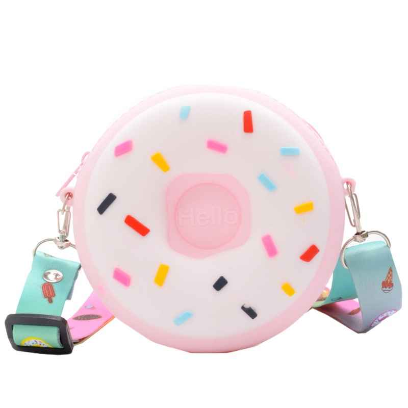Donut children's bag cute children's coin purse all-match men's and women's baby messenger bag silicone children's bag