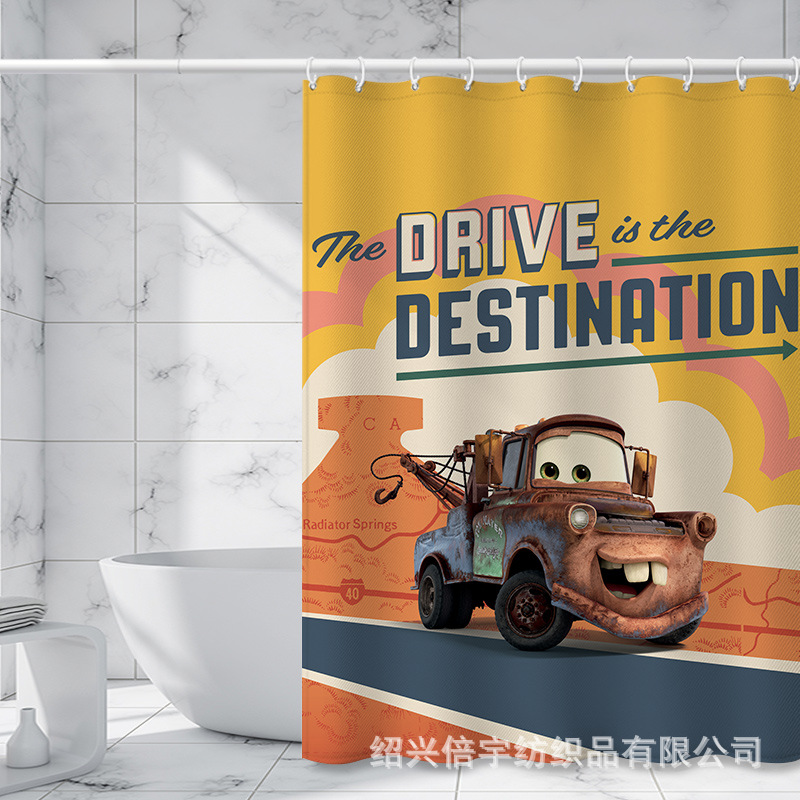 Cars Shower Curtain Waterproof Bathroom Bathroom Digital Printing Factory Direct Sales Thickened Lead Curtain Door Curtain