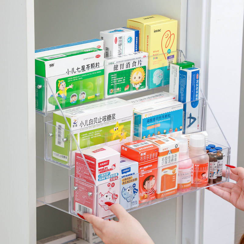 Medicine Display Rack, Pharmacy Storage Rack, Household Medicine Storage Box, Desktop Layered Ladder-Style Pharmacy Storage Cabinet
