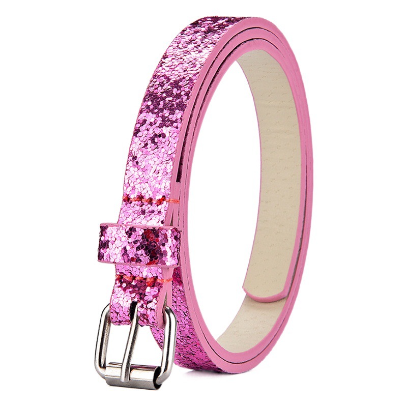 Glitt cinturón de mujer plano delgado estilo coreano en forma de corazón rosa brillante jeans para niños cinturón corto transfronterizo