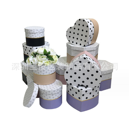 Fabricante caja en forma de corazón de color caja de forma especial caja cuadrada de cartón caja hexagonal caja pentagonal embalaje de regalo