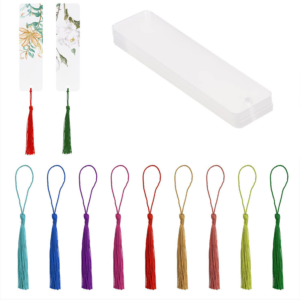 Marcador de acrílico transparente en blanco DIY regalo hecho a mano marcador de graduación Etiqueta de regalo color borla colgante