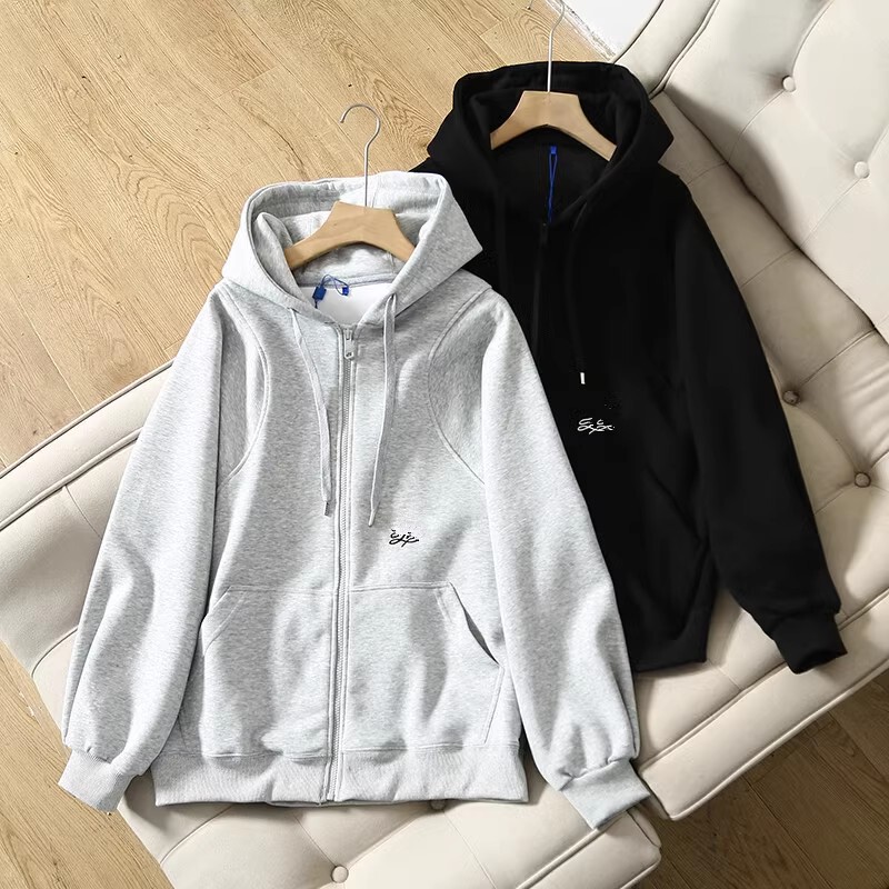 Aderh Hooded Sweatshirt Women's Autumn and Winter Loose Letter Men's and Women's Zipper Shirt Trendy Brand New Knitted Jacket Top