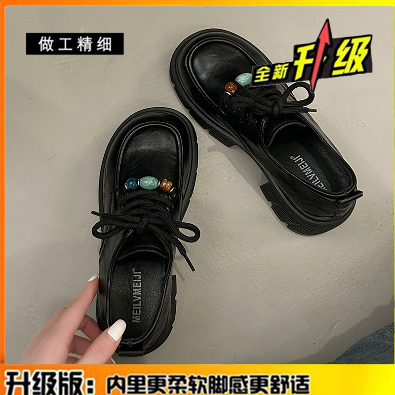 牛皮版真皮乐福鞋女2025新款秋季英伦风小皮鞋厚底配裙子增高单鞋|undefined