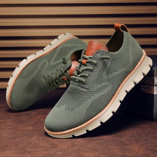 Cross-Border Fly-Woven Men's Shoes European and American Station Quality Thick Mesh Men's Casual Shoes High-Quality Sports Trendy Shoes Foreign Trade Men's Shoes