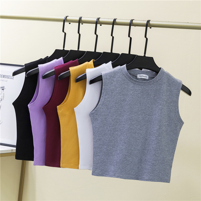 Half Turtleneck Short Vest Women's Summer New Casual Outer Wear Suspbottomer High Waist Navel Exposed Sleeveless Top Bottoming Shirt Half Turtleneck Short Vest Women's Summer New Casual Outer Wear Suspbottomer High Waist Navel Exposed Sleeveless Top Bottoming Shirt