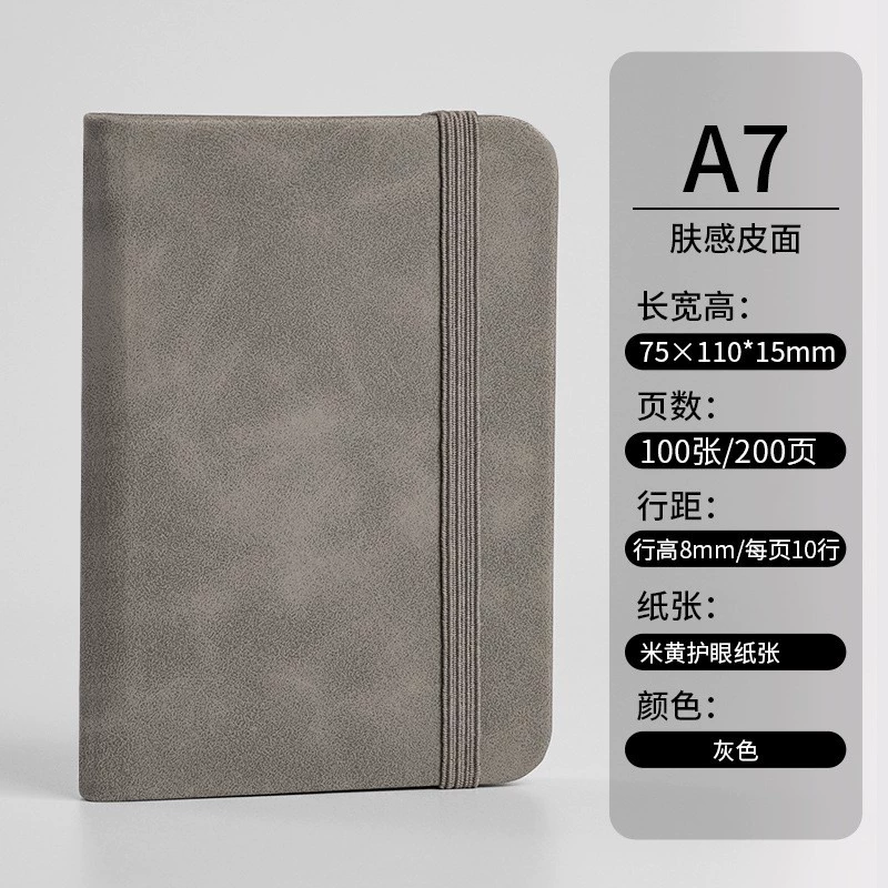 Waterproof A7 pocket notebook, portable mini journal with elastic closure