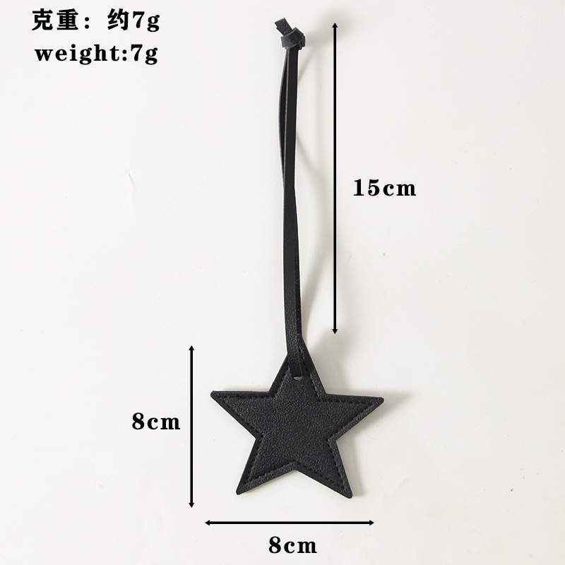 Porte-clés de voiture exquis en cuir PU avec étoile à cinq branches, pendentif décoratif, petit cadeau_voghion.com