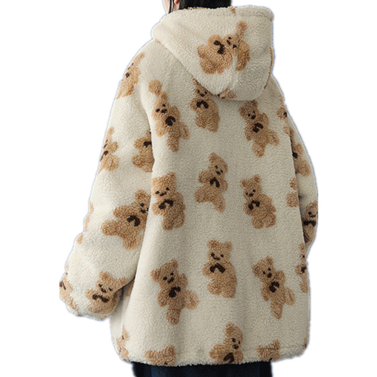 Oso de lana de cordero jacquard pequeño Teddy tela de terciopelo granular de una sola cara suéter jacquard abrigo de tela de juguete en stock