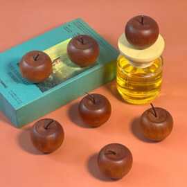 《跨境爆品现货秒发》实木苹果摆件车载香薰扩香木平安室内扩香木