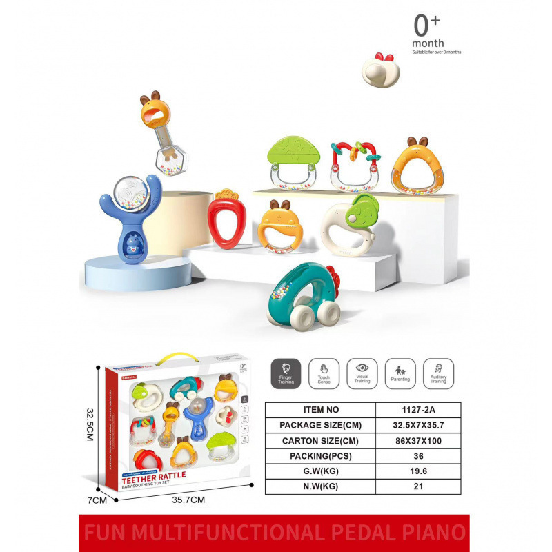 Los juguetes para bebés de agarre de mano de Manhattan transfronterizos pueden morder el mordedor, los bebés de 3 a 6 meses de edad sostienen los molares 0 a 1 año