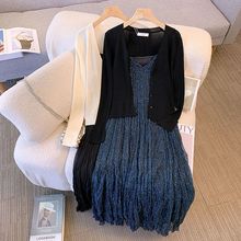 轻熟风气质碎花吊带裙套装春秋新款连衣裙防晒针织开衫两件套