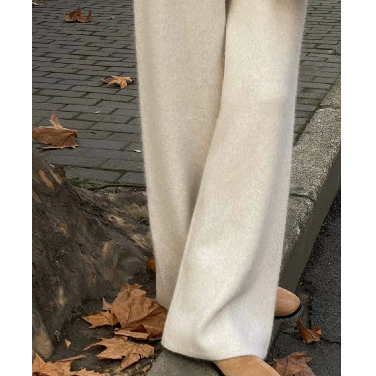 Австралийские шерстяные широкие брюки женские осенне-зимние толстые и вертикальные прямые брюки для мытья пола повседневные кашемировые трикотажные брюки