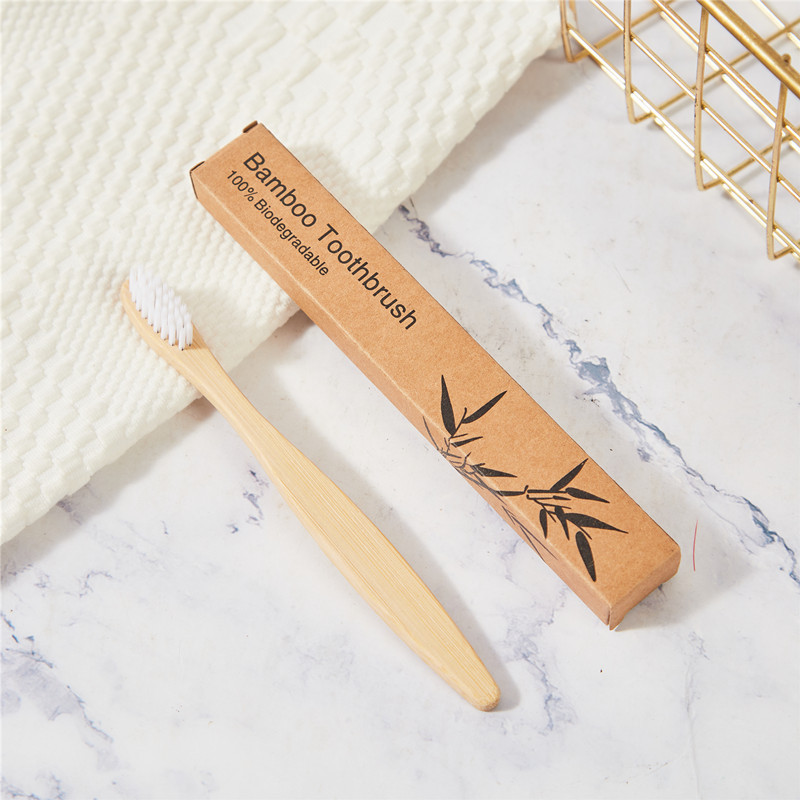 Cepillo de dientes de carbono de bambú para niños Papel Kraft en caja Arco Iris cepillo suave ultrafino cepillo de dientes de bambú de madera se puede configurar