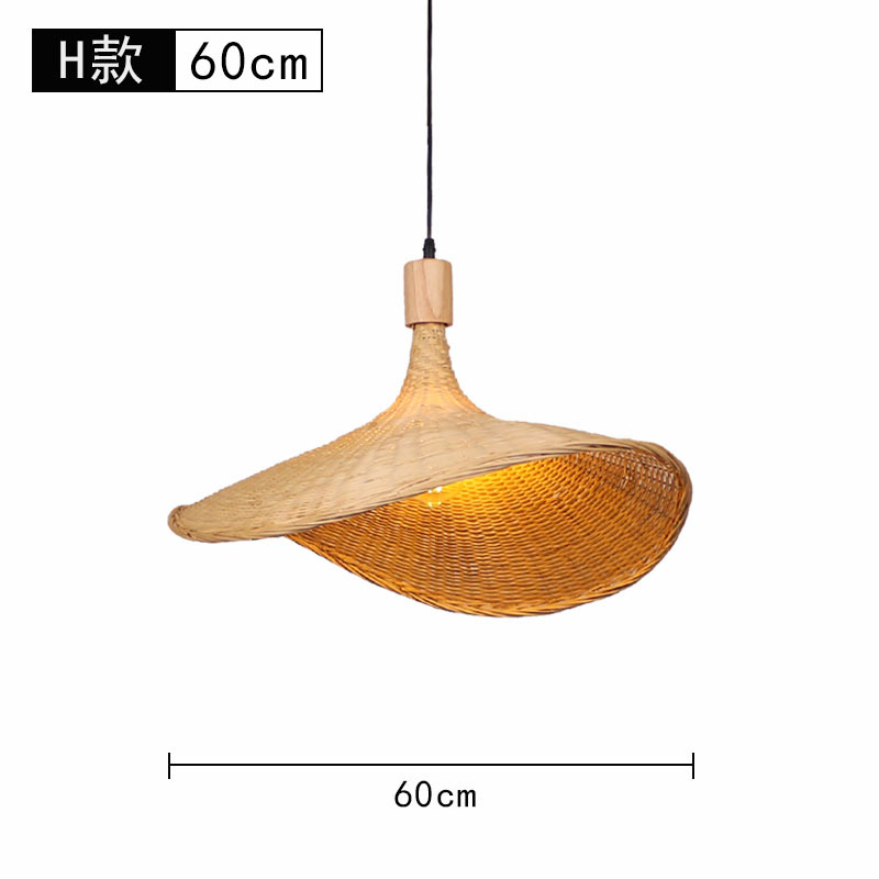 Lámpara de araña tejida de bambú Restaurante chino Lámpara de salón de té de linterna de bambú Restaurante japonés Sombrero de paja Lámpara de araña tejida de ratán B & B