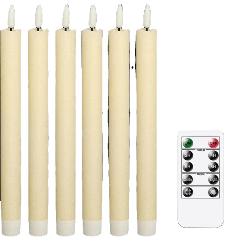 10/6.5 pulgadas onda boca control remoto bala cera beige plástico LED electrónica de Navidad larga barra de luz de la vela