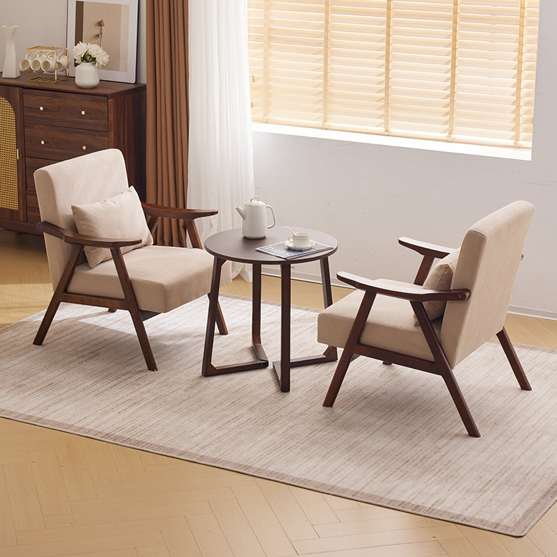 I1 Balcony Leisure Table and Chair Tea Drinking Combination Small Apartment One Table and Two Chairs Solid Wood Reading Home Indoor Simple Set