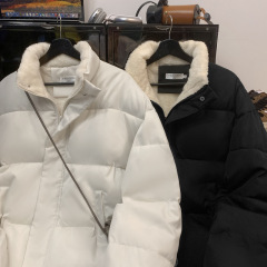 香港風立襟男性綿服綿入れの純色がゆったりしていて、インスタのファッションが格好いいです。