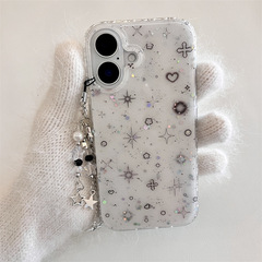 Ins風閃粉灰色星愛適用iPhone16リンゴ15ProMax/14携帯ケース13新製品