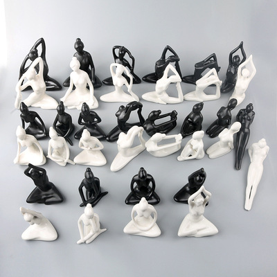 Porcelain character Simplicity decorate girl Abstract modern yoga ceramics Decoration Kung Fu Yoga originality handicraft