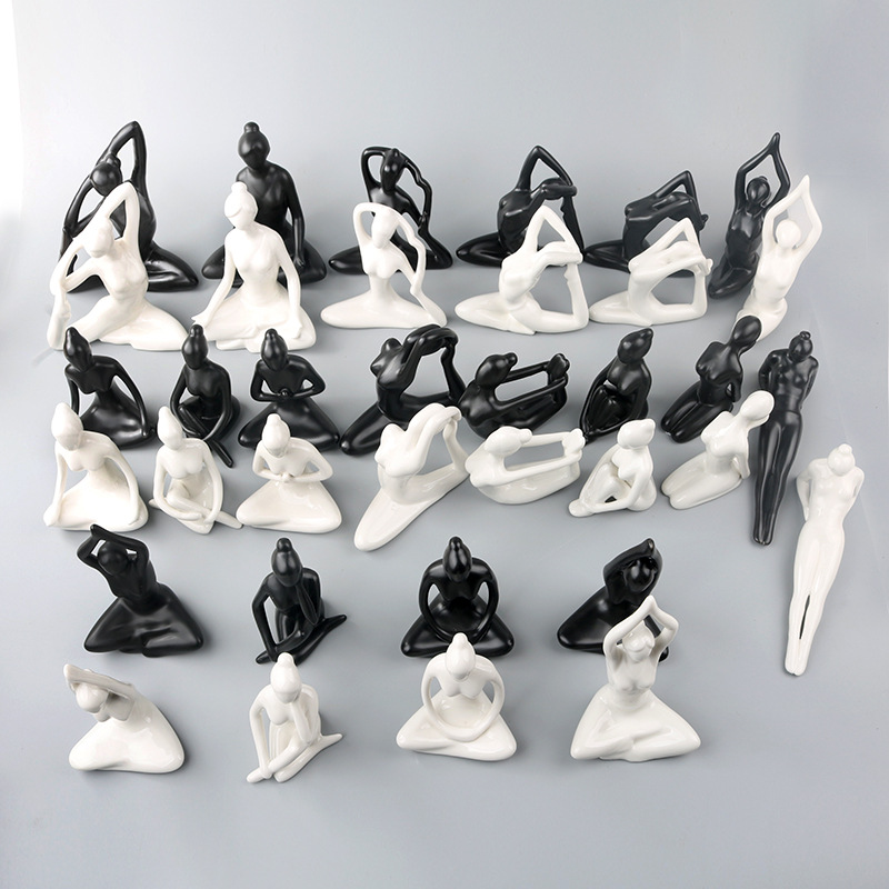 Porcelain character Simplicity decorate girl Abstract modern yoga ceramics Decoration Kung Fu Yoga originality handicraft