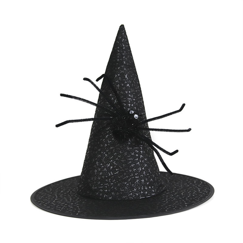 Sombrero de bruja de Halloween para niños maquillaje para adultos accesorios de ropa no tejida araña negra sombrero de mago sombrero de mago