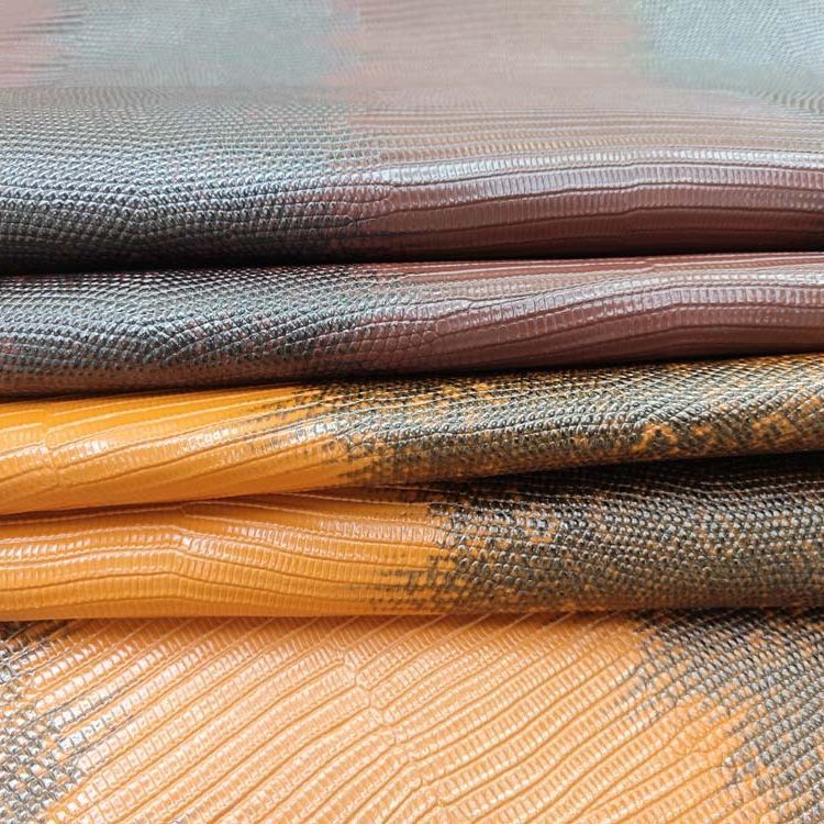 1.2mm高光蜥蜴纹皮革面料轻奢头层牛皮压蜥蜴纹渐变坐垫台球握杆