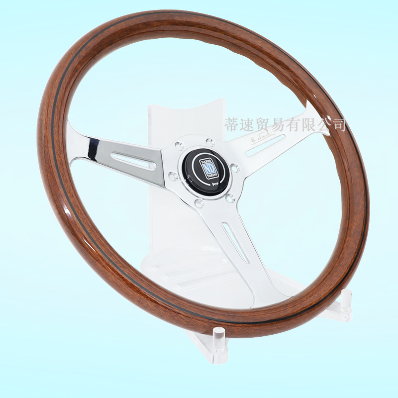 Cross-Border Hot-Selling Nardi Modified 14-Inch 350mm Peach Wood Color Steering Wheel Electroplated Bracket Universal Hole Spacing 74mm