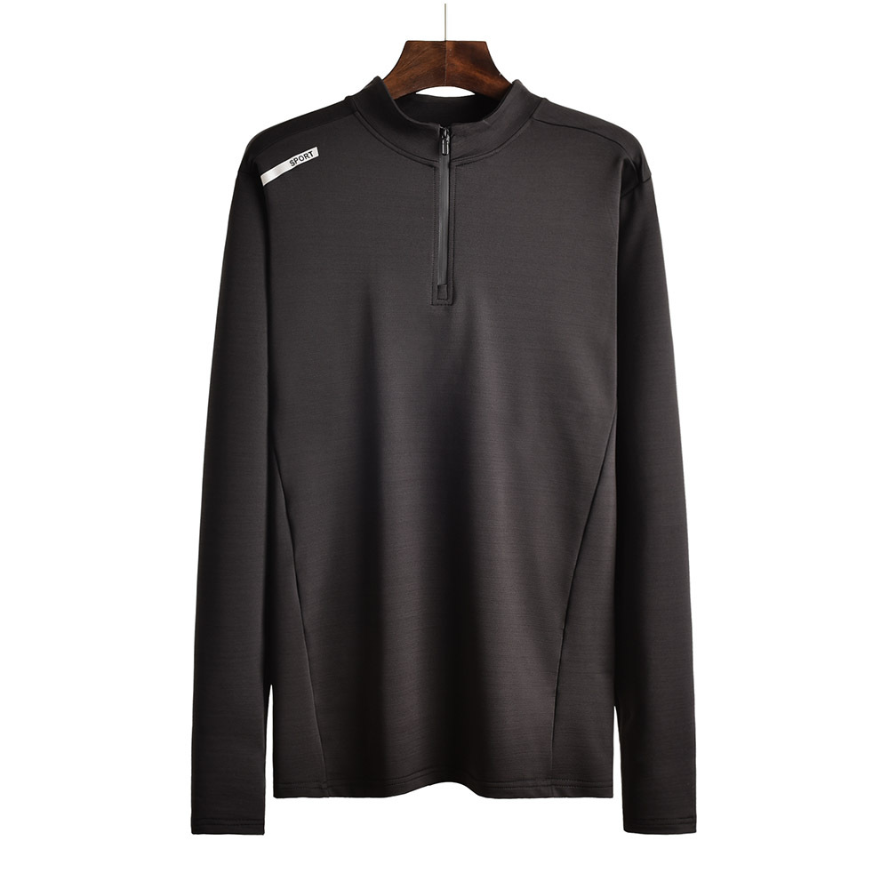 Los hombres de deportes al aire libre ropa de entrenamiento Otoño e Invierno corriendo de manga larga de secado rápido transpirable cuello de pie media cremallera superior en stock al por mayor