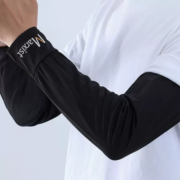 Summer Straight-Cut Ice Silk Sun Protection Arm Sleeves for Men, Large Size, Extended Length, Arm Sleeves and Gloves for Delivery and Cycling