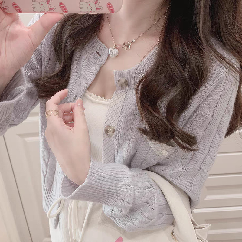 奶醇味羊毛麻花开衫毛衣女早秋高级感纯色时尚气质温柔长袖上衣|undefined