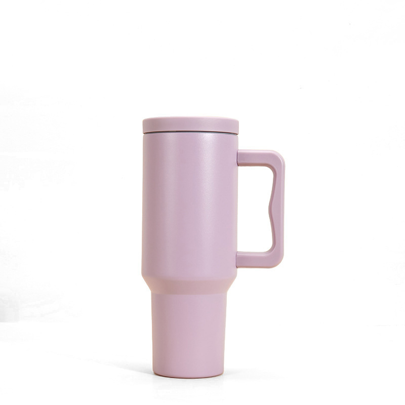 Transfronterizo de paja de acero inoxidable taza de vacío gigante gran capacidad 40oz taza de helado taza de coche con mango