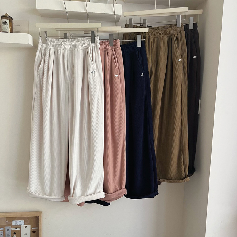 Korean Style Autumn New Corduroy Carrot Pants for Pear-Shaped Body, Slimming and Drapey Casual Long Pants for Women