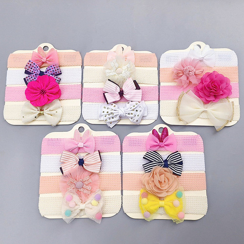 Amazon cross-border children's hair accessories set European and American baby bow flower wide hairband super elastic soft baby headband