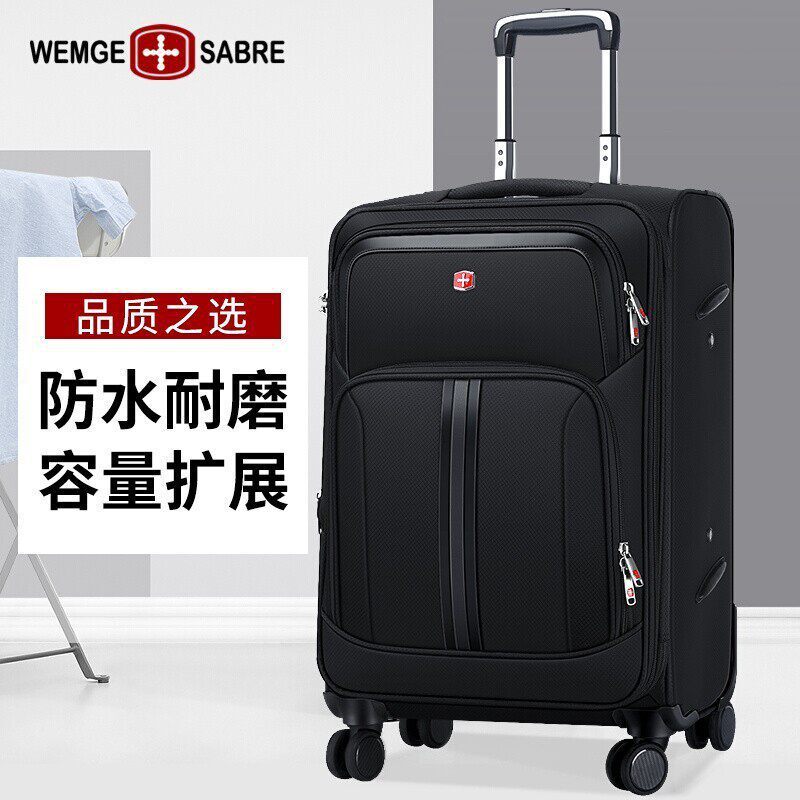 Swiss Army Knife Luggage Suitcase for Men, Oxford Cloth Trolley Suitcase, Extra-Large Capacity Travel Suitcase for Women, 20inch Password-Protected Carry-On Suitcase