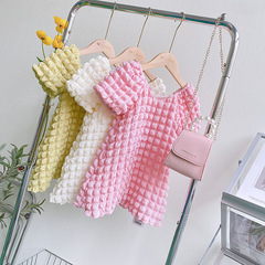 夏款韓系泡泡袖裙子女童連衣裙夏季新款女寶寶裙子洋氣超仙公主裙