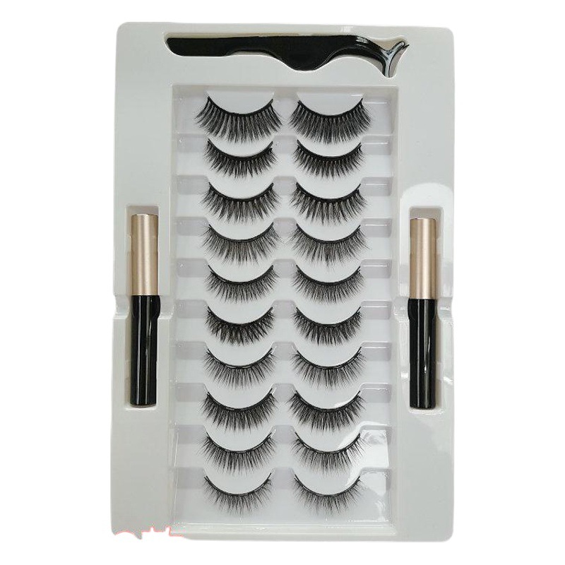 10 pares de pestañas falsas de succión magnética mixta pestañas de imán de traje sin pegamento pestañas magnéticas naturales de simulación gruesa