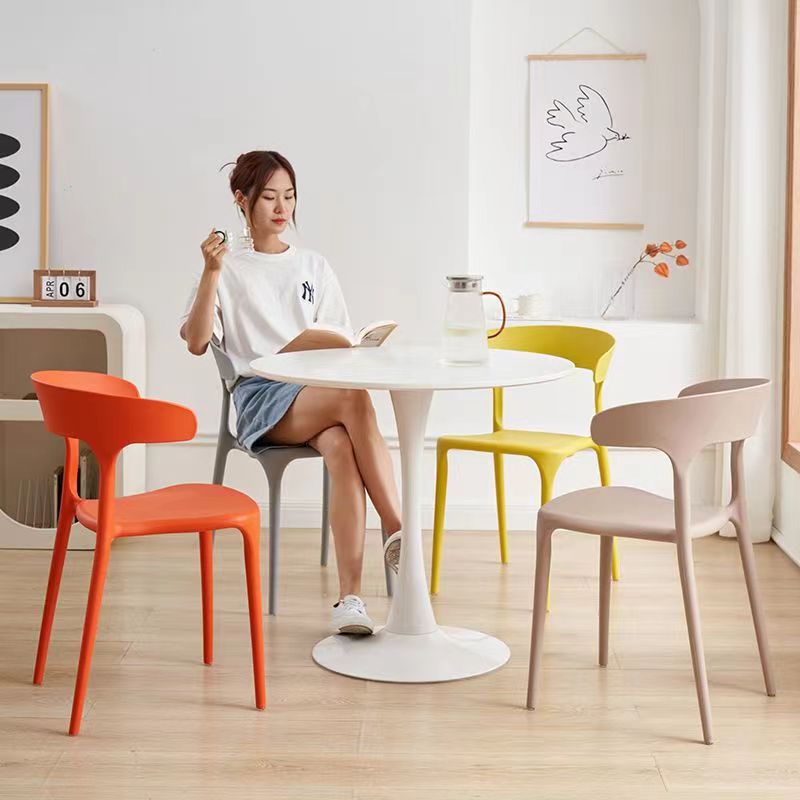 Simple cowhorn chair plastic chair home lazy man relaxation chair cafe milk tea shop backrest chair stool dining chair