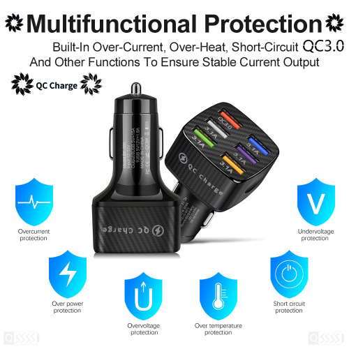 Six-port car charger new car charger 1 car charger car electronic charger multi-usb car charger qc3.0