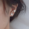 Screw, earrings, small sophisticated zirconium, four-leaf clover, micro incrustation, simple and elegant design