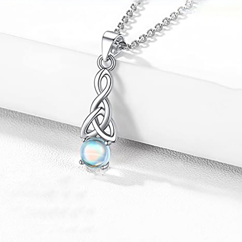 Moonlight Stone Necklace Set With Triangle Twisted Earrings_voghion.com