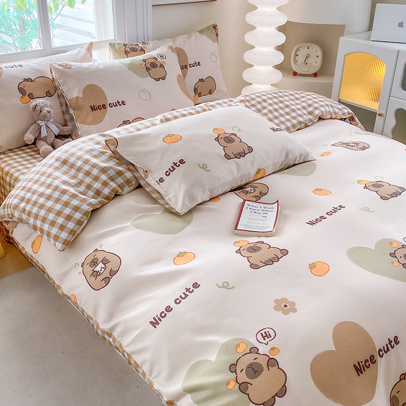 Una sola pieza 150x200x230cm doble cubierta de edredón de algodón no total de tres piezas para la cama de cuatro piezas