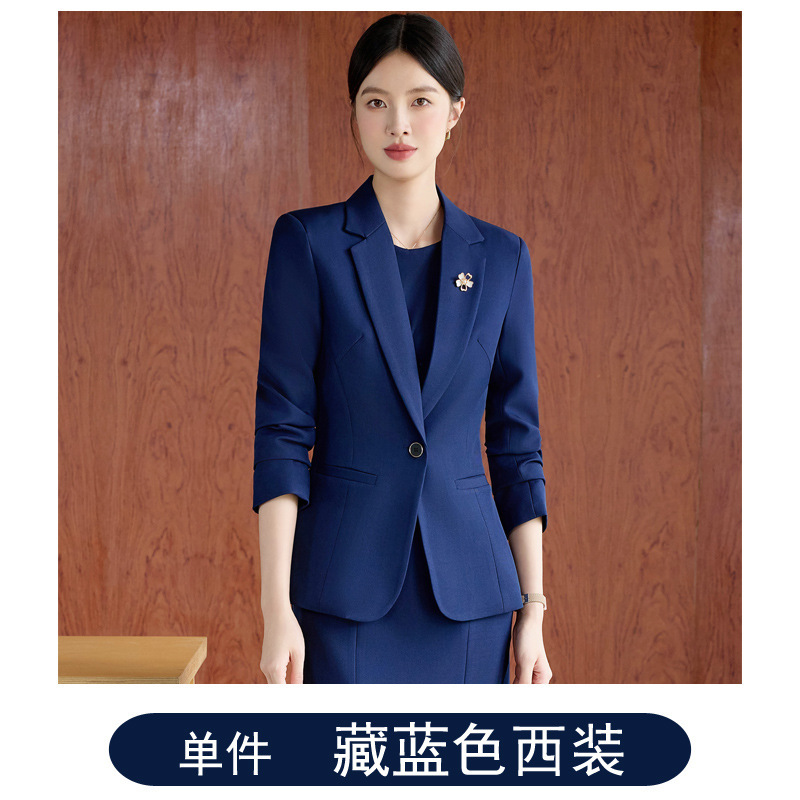 酒红色西装外套女春秋2025新款时尚气质高端西服连衣裙套装两件套|undefined